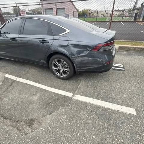 Before: rear quarter-panel collision damage on a gray Honda Accord, Kearny NJ
