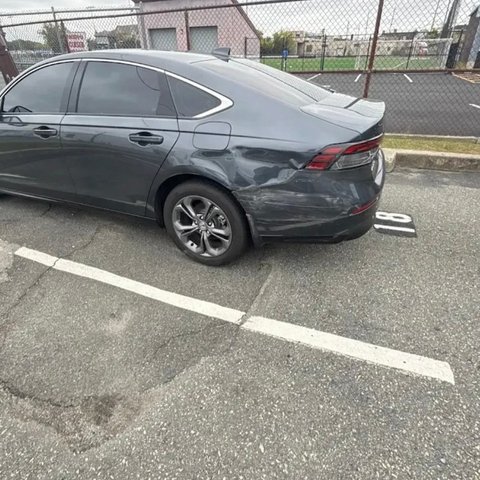 Before: rear quarter-panel collision damage on a gray Honda Accord, Kearny NJ