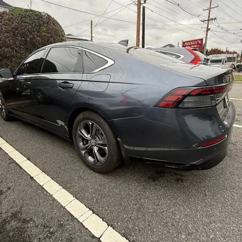 After: the same gray Honda Accord repaired and refinished at Mickey's Auto Body