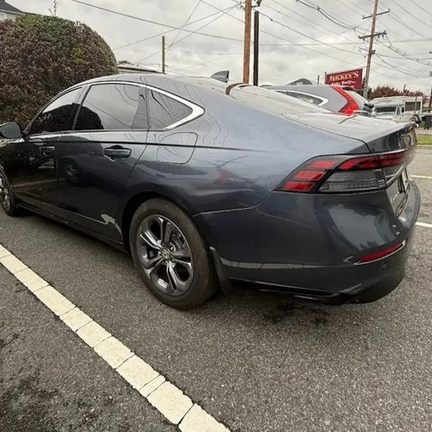 After: the same gray Honda Accord repaired and refinished at Mickey's Auto Body