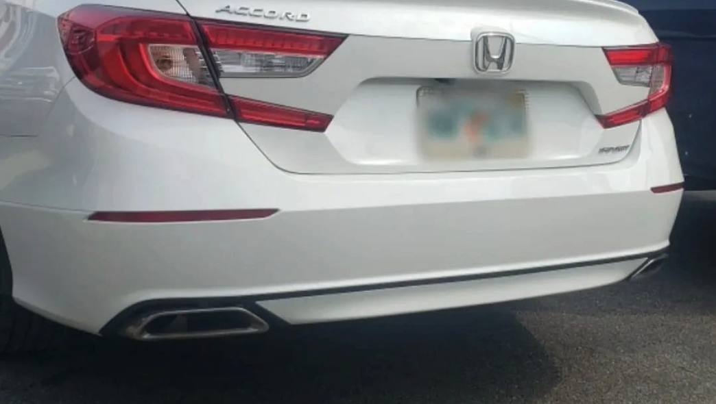 White Honda Accord with its rear bumper repaired and repainted at Mickey's Auto Body in Kearny, NJ