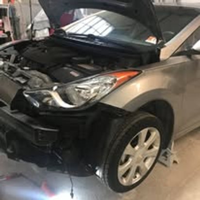 Before: front-end collision damage on a silver Hyundai Elantra, Kearny NJ